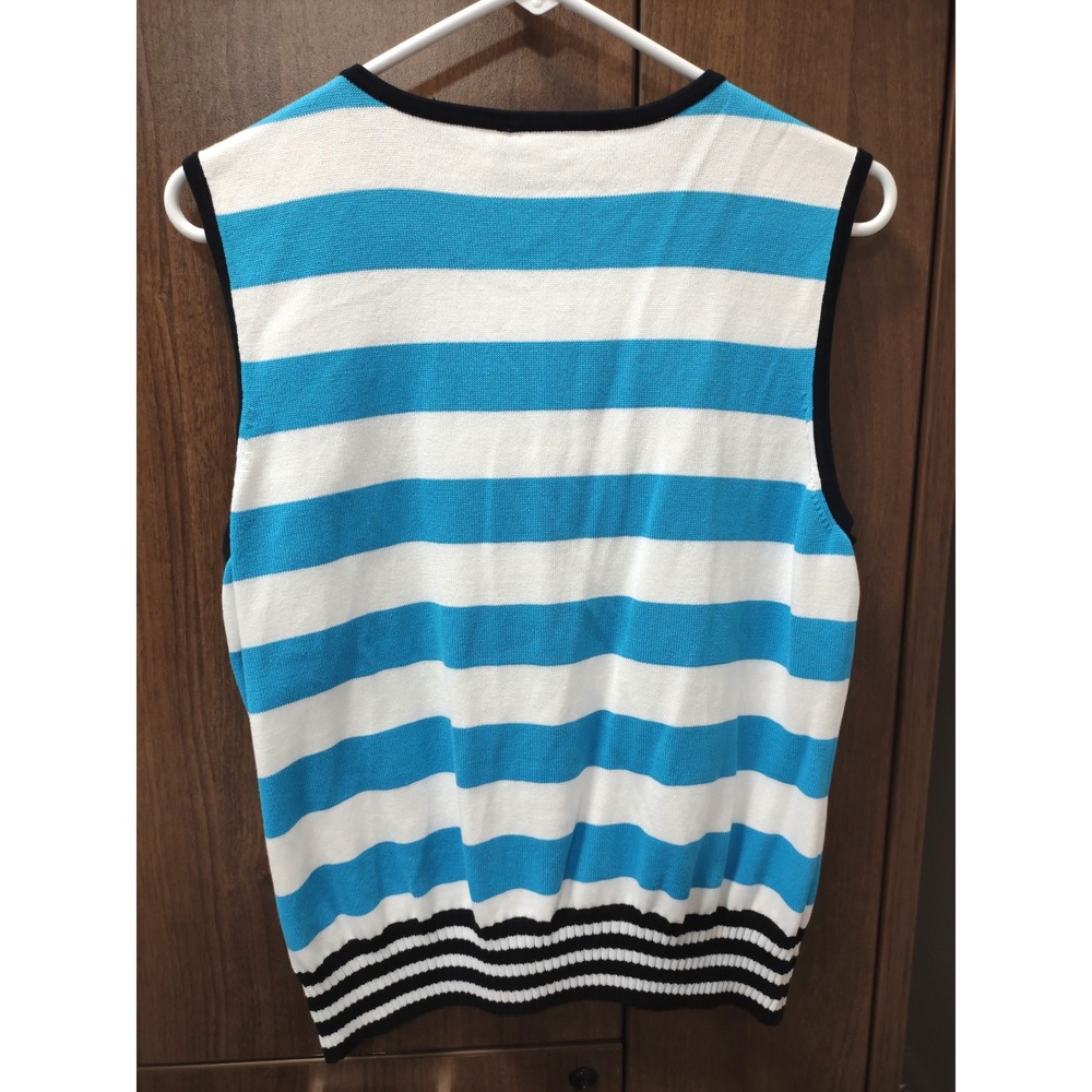 Liz Claiborne Striped Knit Cardigan‎ & Shell Set XL Blue White Black - Picture 7 of 7
